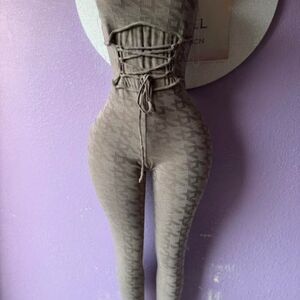 Seamless Lace-Up Olive Jumpsuit